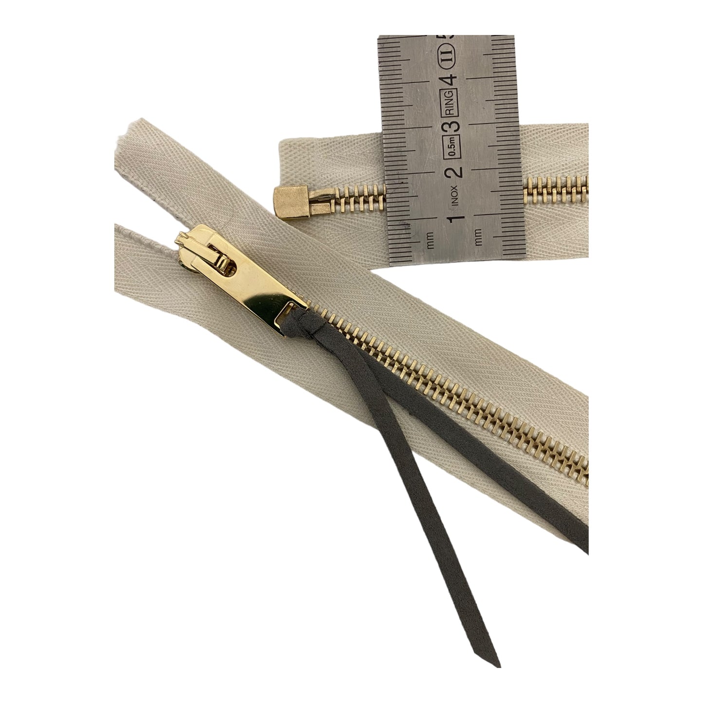Light gold M M6 metal zipper, open end, BEIGE