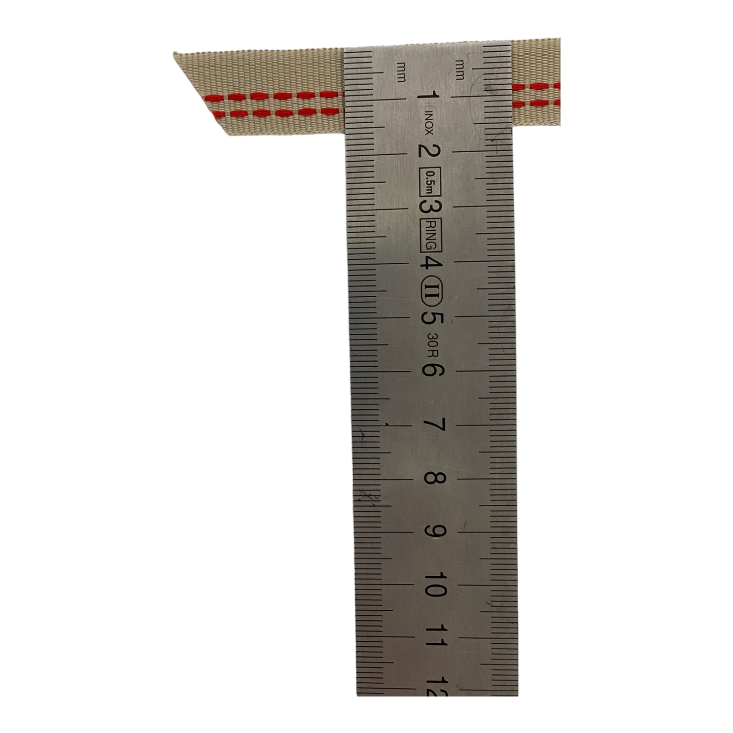 sand/red 15mm gros-grain viscose ribbon