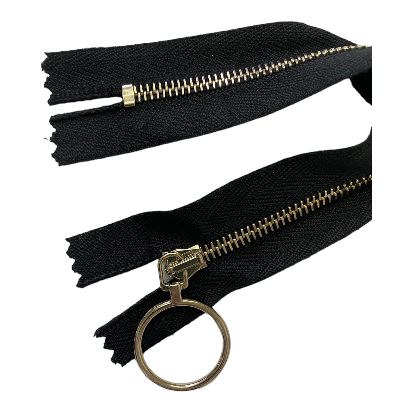 Light gold S M4 metal zipper, closed end, BLACK