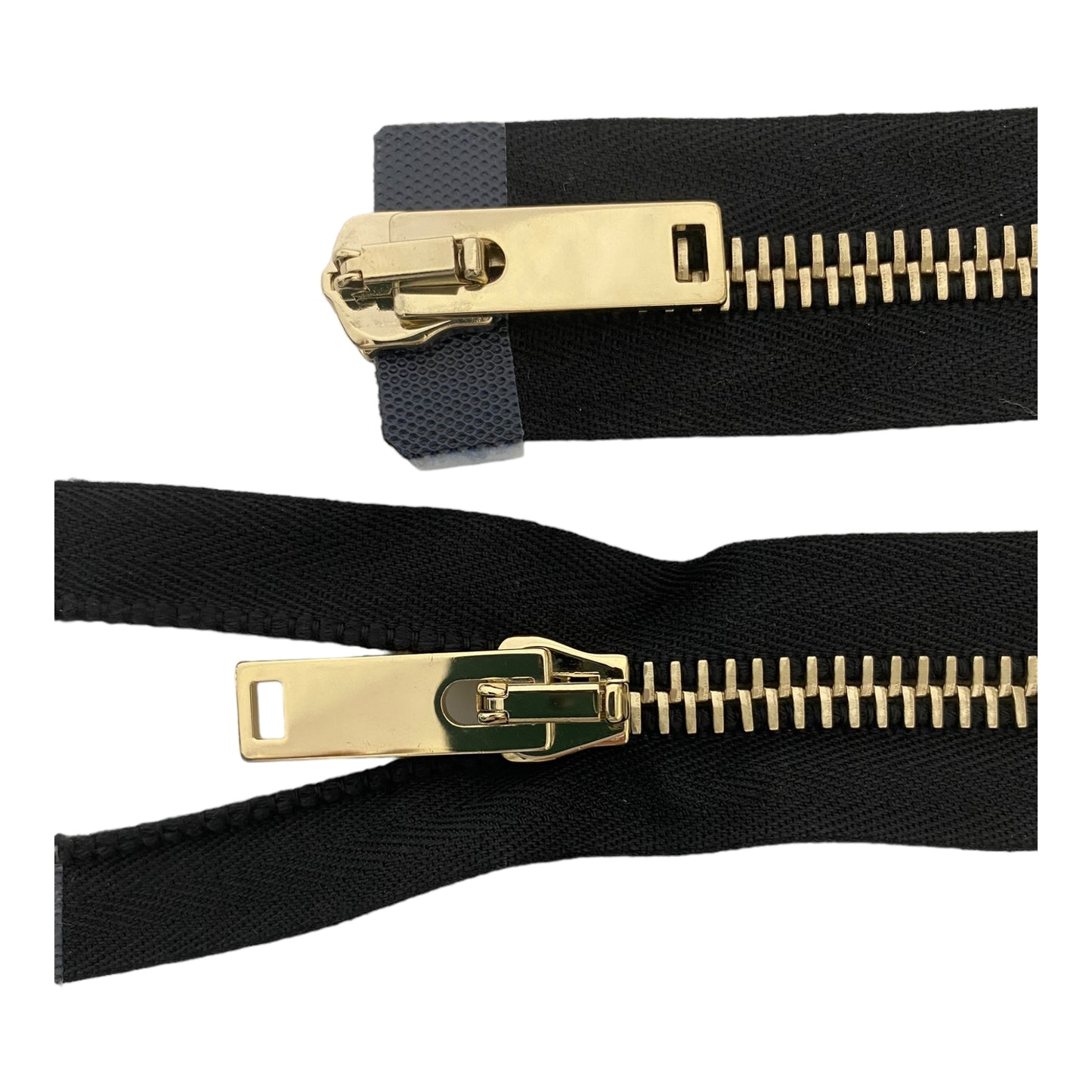 Light gold XL M8 metal zipper, 2 way open end, BLACK