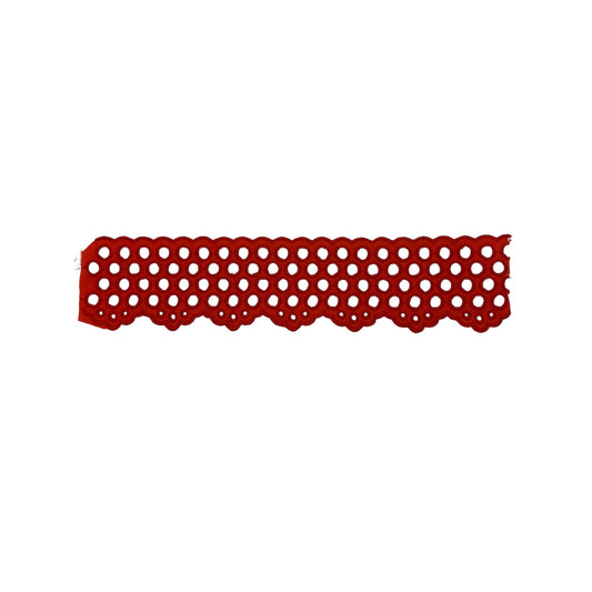 embroidered border, 6 cm large, red