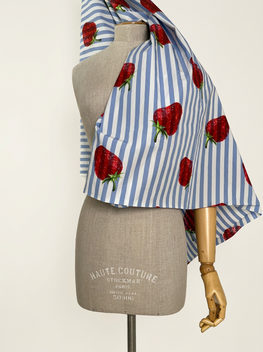 strawberry striped cotton B-0351