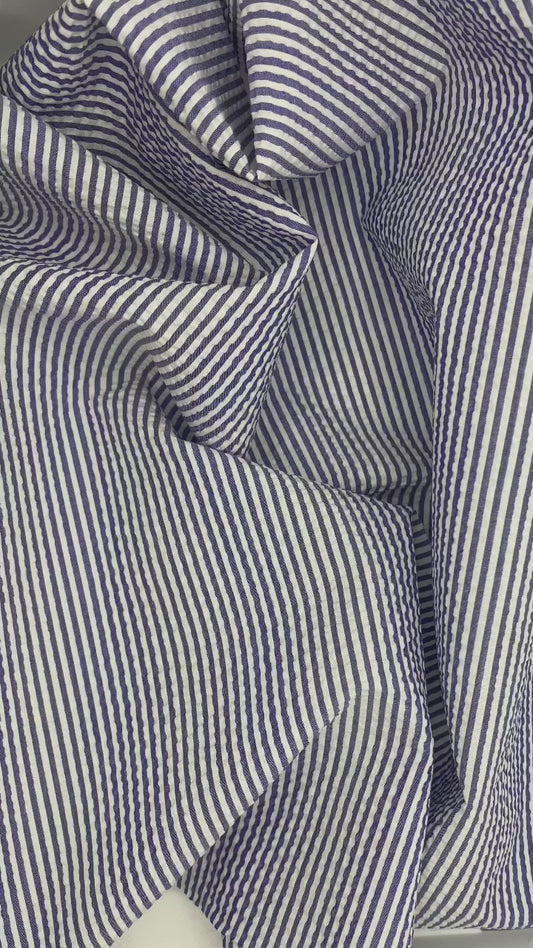 cotton seersucker fabric blue G/4631